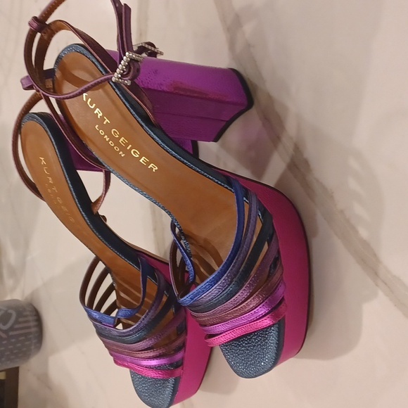 Kurt Geiger London Perria Purple Rainbow Platform Sandals SZ EU 38.5 - Picture 10 of 16